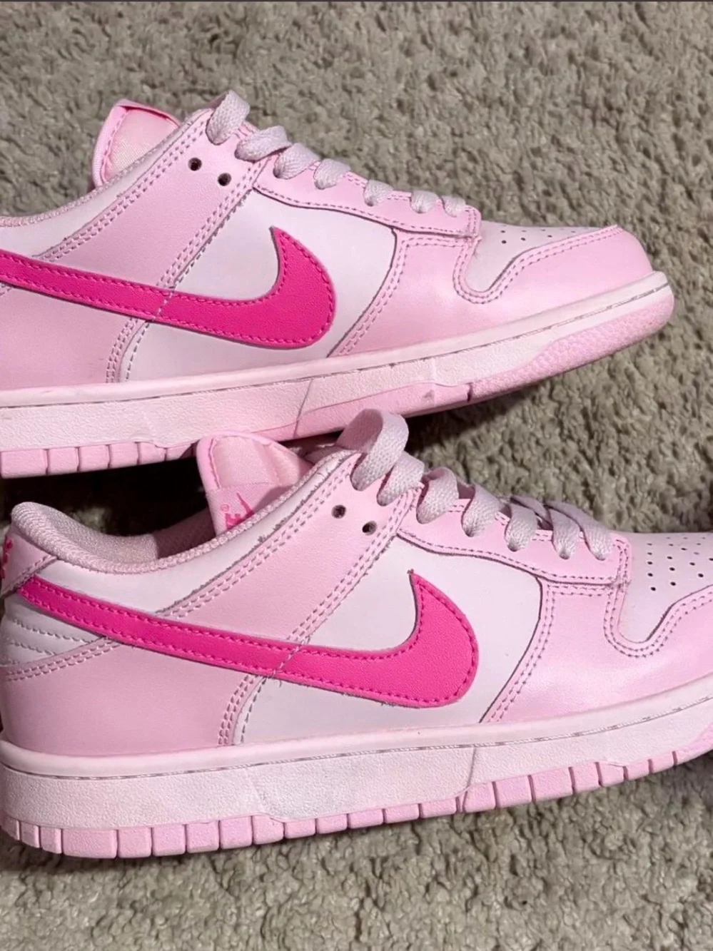 Triple Pink Nike Dunk Pink Low-Top Sneakers with Bright Pink Swoosh